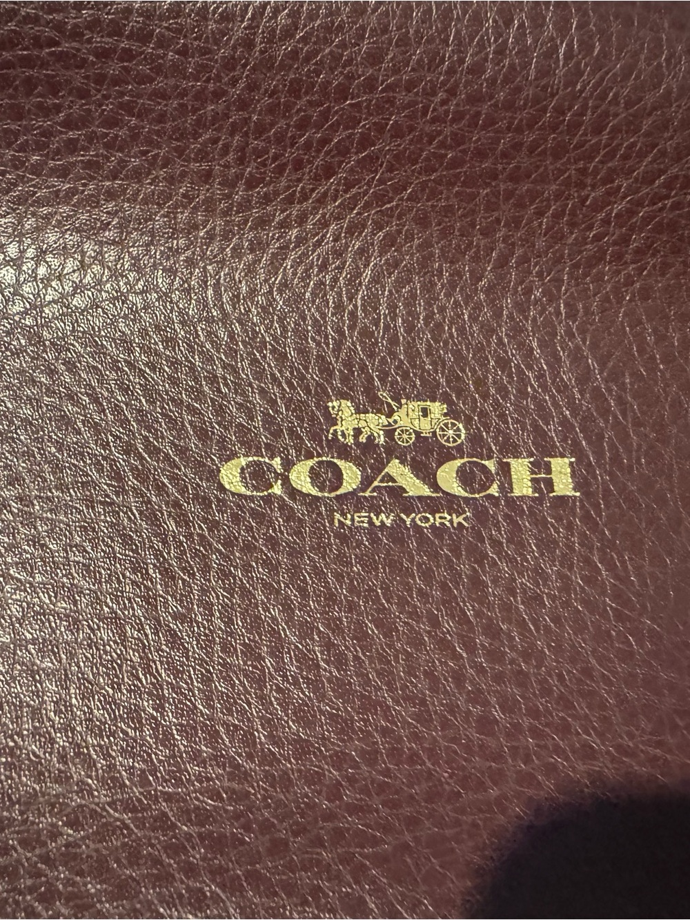 Coach Leather Hobo in Burgundy with Gold Logo